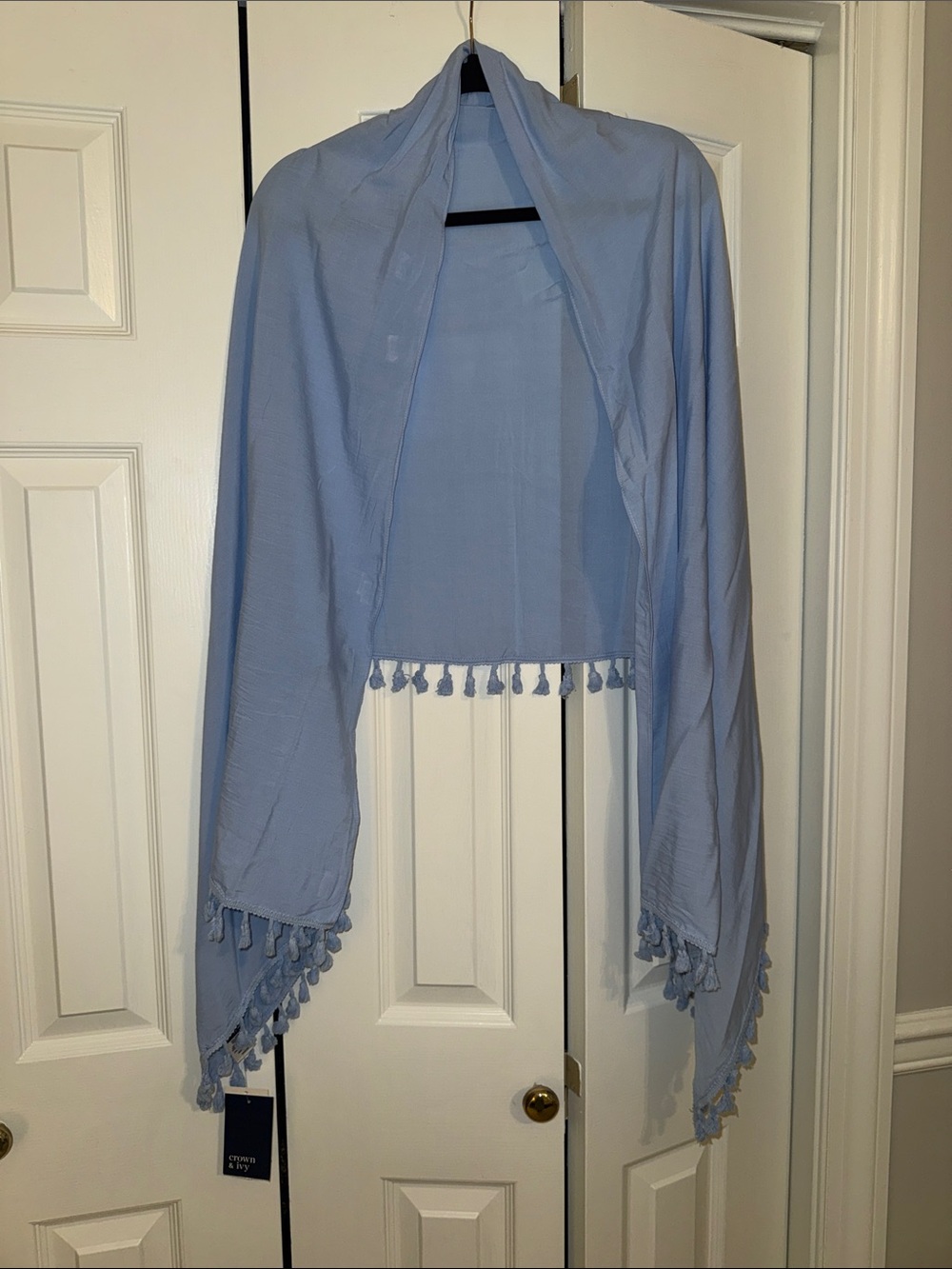 crown & ivy Light Blue Tassel Wrap